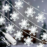 Lakumu 40 LED Snowflake Fairy Lights Rechargeable Portable String Lights for Camping Table and Picnic Setup